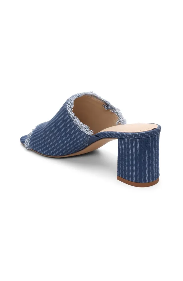 Womens Liverpool Los Angeles Mules BREA FRINGE DENIM MULE Indigo Ecru