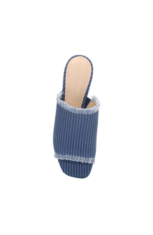 Womens Liverpool Los Angeles Mules BREA FRINGE DENIM MULE Indigo Ecru