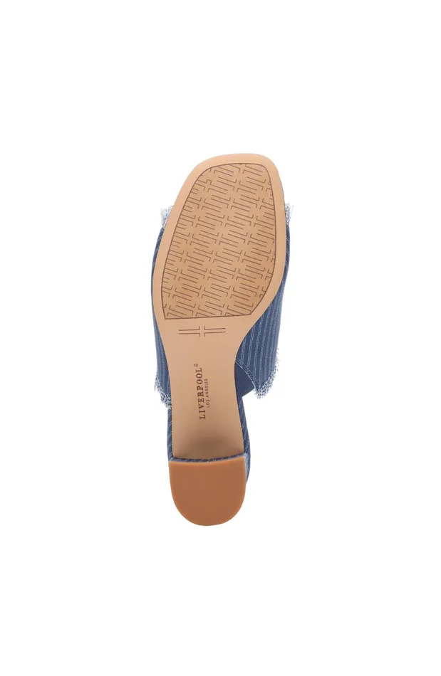 Womens Liverpool Los Angeles Mules BREA FRINGE DENIM MULE Indigo Ecru