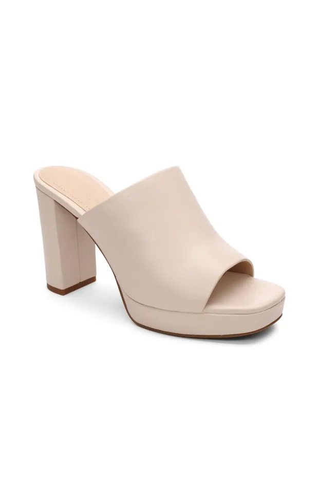 Womens Liverpool Los Angeles Mules CARSON HIGH BLOCK HEEL MULE Ecru
