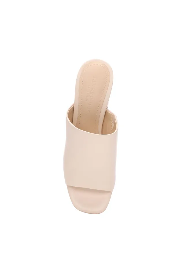 Womens Liverpool Los Angeles Mules CARSON HIGH BLOCK HEEL MULE Ecru