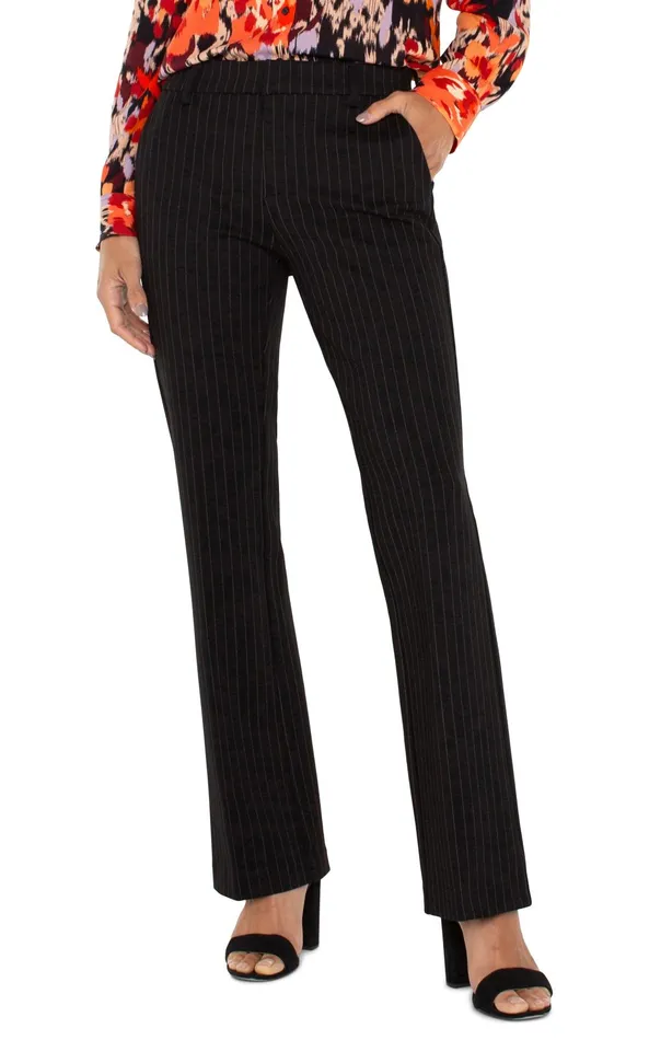 Womens Liverpool Los Angeles Pants KELSEY FLARE TROUSER Black White Pinstripe