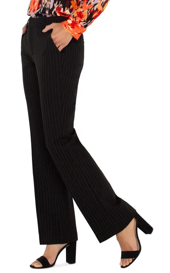Womens Liverpool Los Angeles Pants KELSEY FLARE TROUSER Black White Pinstripe
