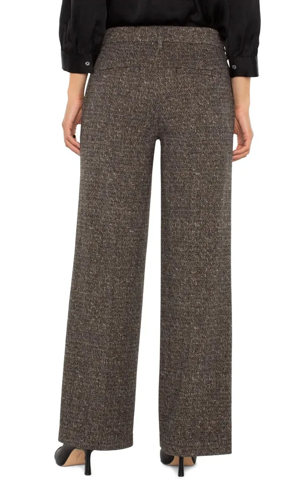 Womens Liverpool Los Angeles Pants KELSEY WIDE LEG TROUSER Black Tan Herringbone