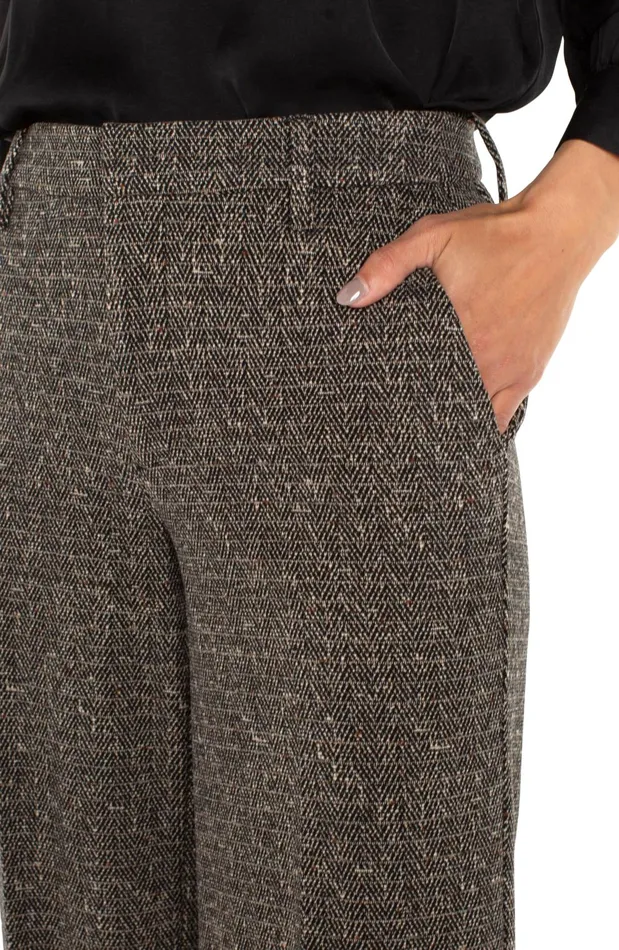 Womens Liverpool Los Angeles Pants KELSEY WIDE LEG TROUSER Black Tan Herringbone