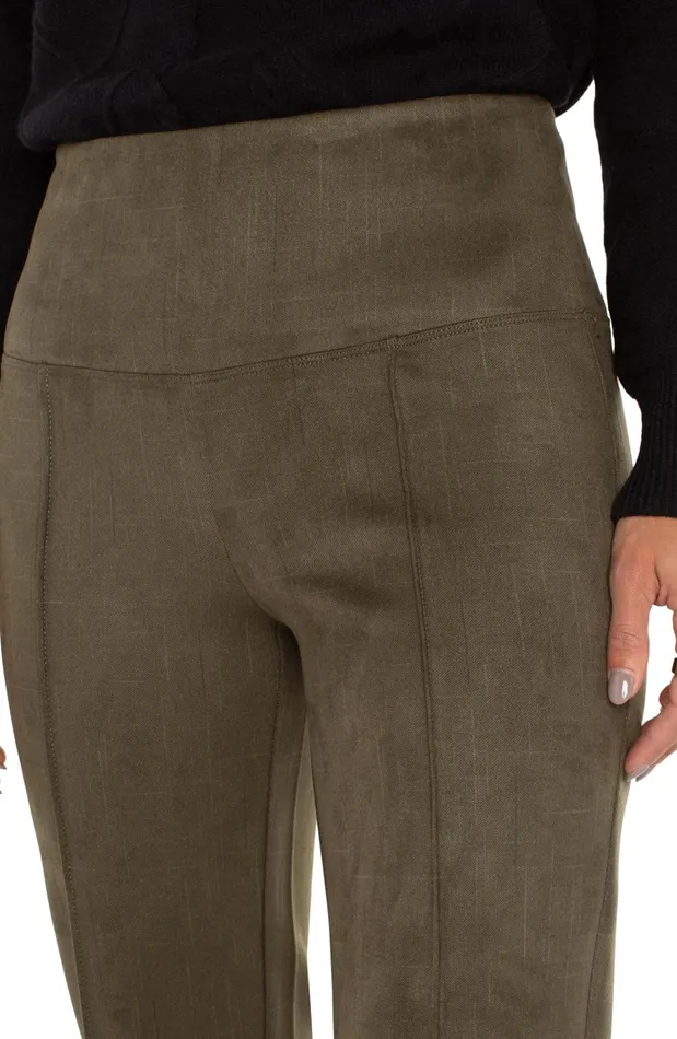 Womens Liverpool Los Angeles Pants PEARL FULL LENGTH FLARE WITH PINTUCKS Olive
