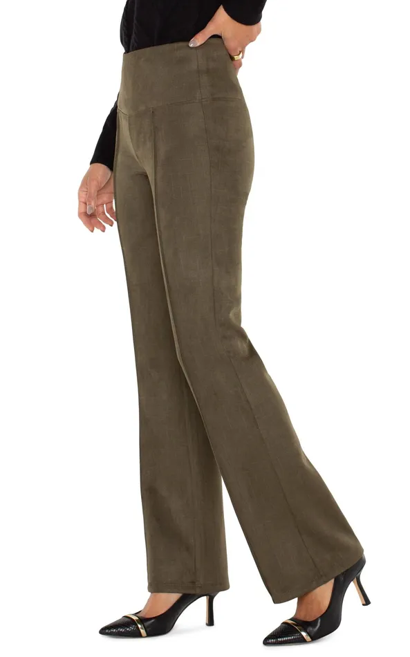 Womens Liverpool Los Angeles Pants PEARL FULL LENGTH FLARE WITH PINTUCKS Olive