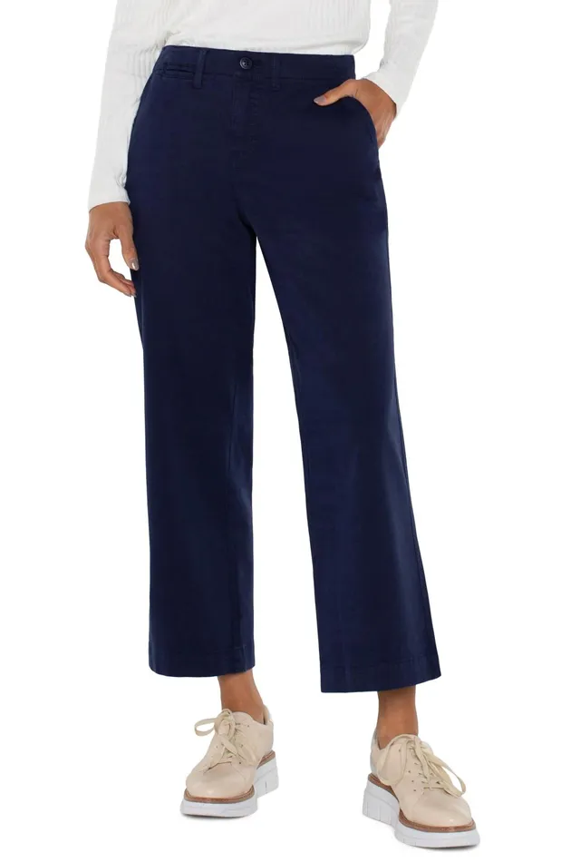 Womens Liverpool Los Angeles Pants WIDE LEG CROP TROUSER Lapis Ink