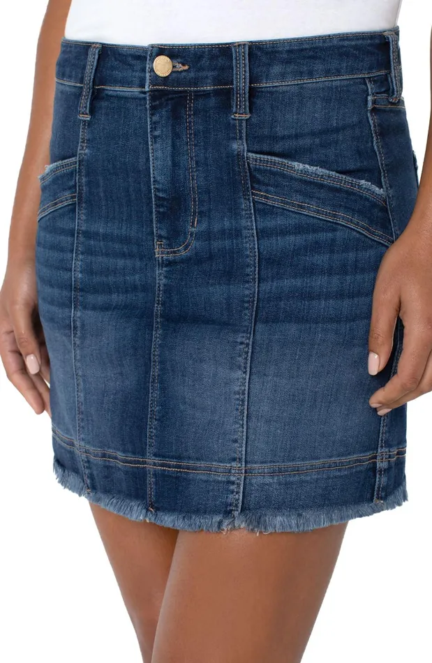 Womens Liverpool Los Angeles Skirts HIRISE FRAY HEM SKIRT WITH SEAMING Weston