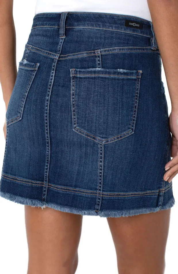 Womens Liverpool Los Angeles Skirts HIRISE FRAY HEM SKIRT WITH SEAMING Weston