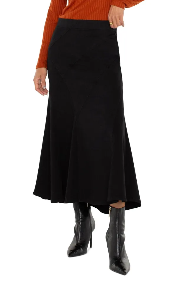 Womens Liverpool Los Angeles Skirts PULL ON MERMAID MAXI SKIRT Black Rinse
