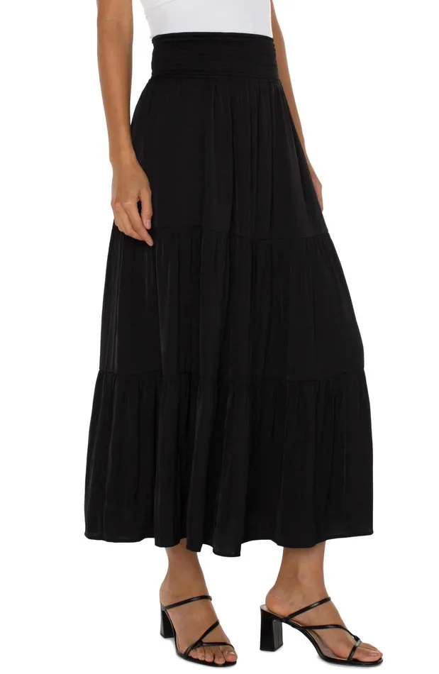 Womens Liverpool Los Angeles Skirts WOVEN MAXI SKIRT Black