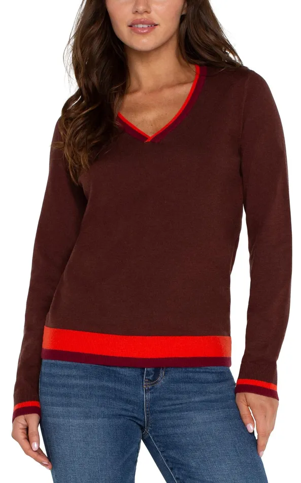 Womens Liverpool Los Angeles Sweaters LONG SLEEVE COLORBLOCK SWEATER Retro Brown Multi Womens Liverpool Los Angeles Sweaters LONG SLEEVE COLORBLOCK SWEATER Retro Brown Multi