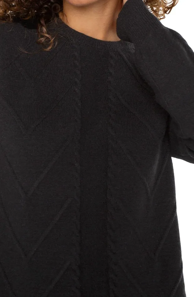 Womens Liverpool Los Angeles Sweaters LONG SLEEVE CREW NECK RAGLAN SWEATER Black