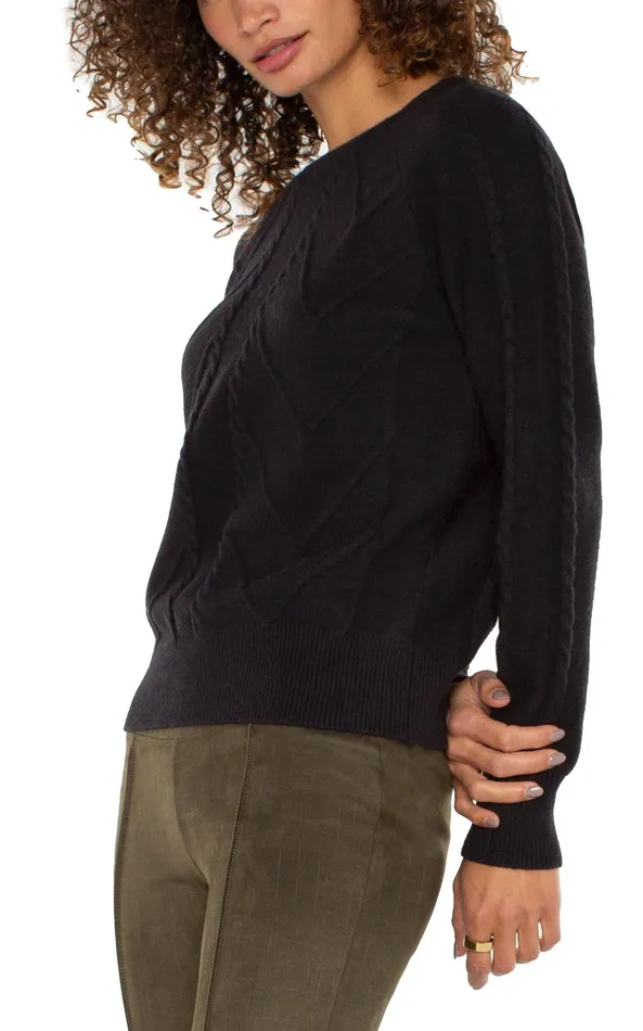 Womens Liverpool Los Angeles Sweaters LONG SLEEVE CREW NECK RAGLAN SWEATER Black