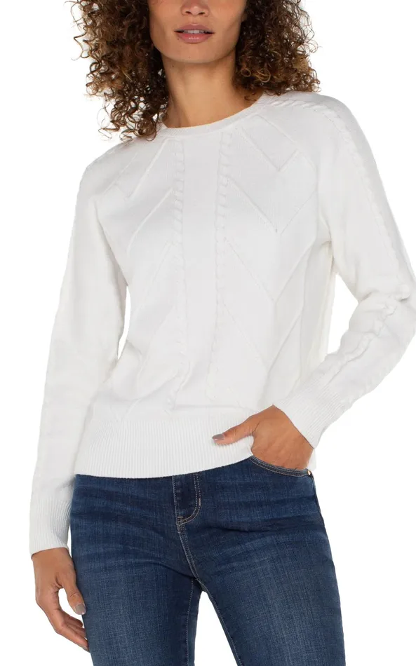 Womens Liverpool Los Angeles Sweaters LONG SLEEVE CREW NECK RAGLAN SWEATER Porcelain Womens Liverpool Los Angeles Sweaters LONG SLEEVE CREW NECK RAGLAN SWEATER Porcelain