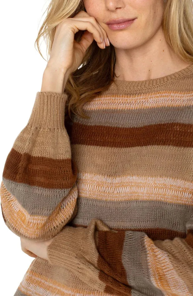 Womens Liverpool Los Angeles Sweaters LONG SLEEVE CREW NECK SWEATER Jasper Multistripe