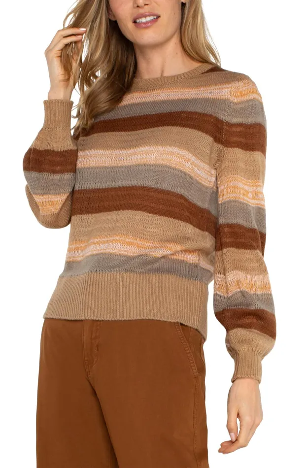 Womens Liverpool Los Angeles Sweaters LONG SLEEVE CREW NECK SWEATER Jasper Multistripe