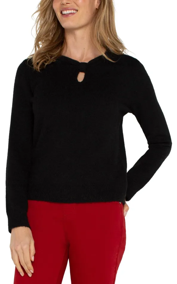 Womens Liverpool Los Angeles Sweaters LONG SLEEVE CUT OUT BOW NECK SWEATER Black Womens Liverpool Los Angeles Sweaters LONG SLEEVE CUT OUT BOW NECK SWEATER Black