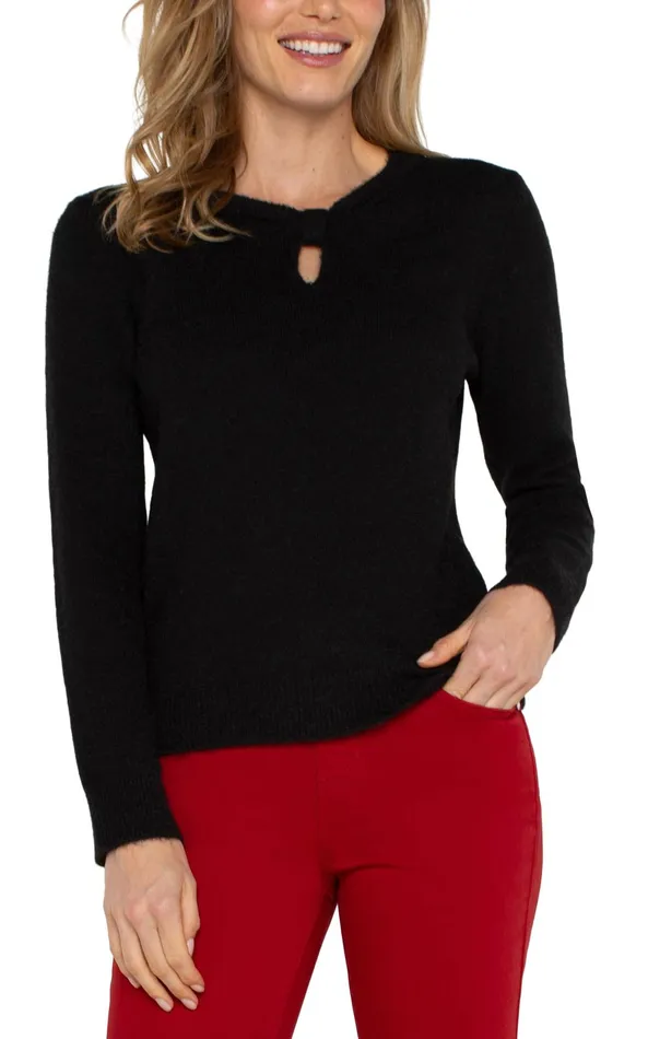 Womens Liverpool Los Angeles Sweaters LONG SLEEVE CUT OUT BOW NECK SWEATER Black