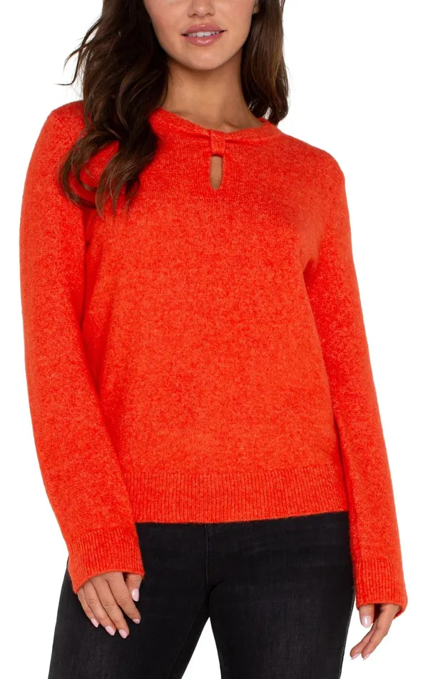 Womens Liverpool Los Angeles Sweaters LONG SLEEVE CUT OUT BOW NECK SWEATER Orange Womens Liverpool Los Angeles Sweaters LONG SLEEVE CUT OUT BOW NECK SWEATER Orange