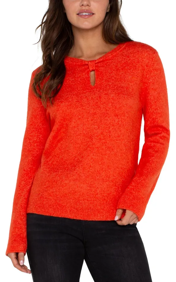 Womens Liverpool Los Angeles Sweaters LONG SLEEVE CUT OUT BOW NECK SWEATER Orange