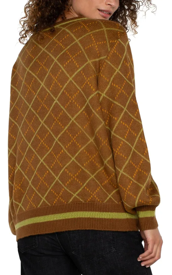Womens Liverpool Los Angeles Sweaters LONG SLEEVE V NECK SWEATER Caramel Multi