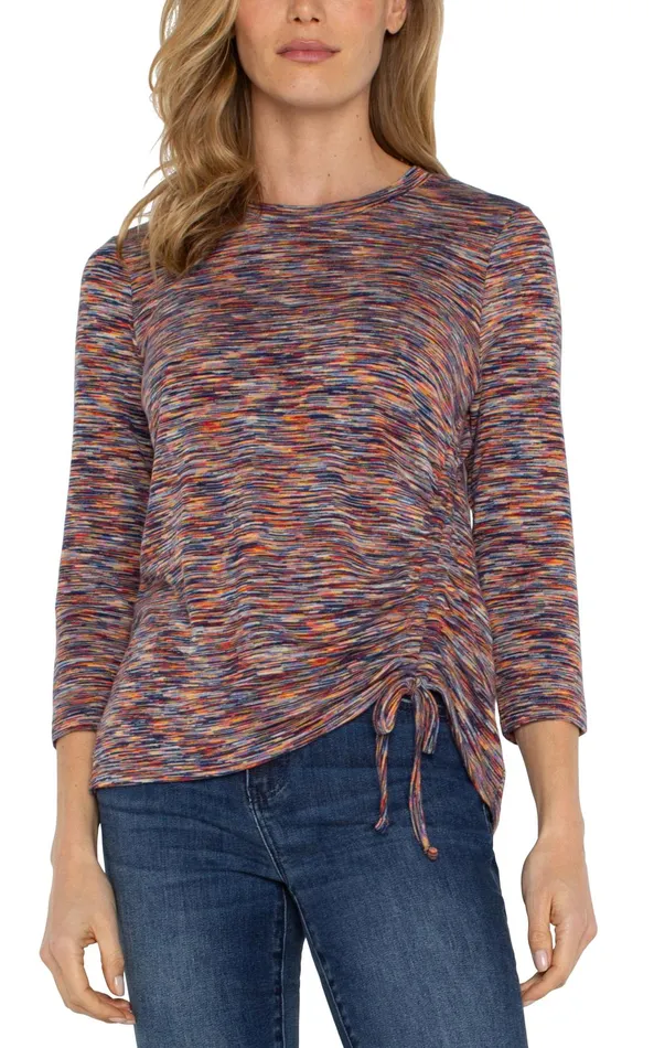 Womens Liverpool Los Angeles Tees 34 SLEEVE KNIT TOP WITH ASYMMETRIC TIE DETAIL Carnelian Multi Womens Liverpool Los Angeles Tees 34 SLEEVE KNIT TOP WITH ASYMMETRIC TIE DETAIL Carnelian Multi