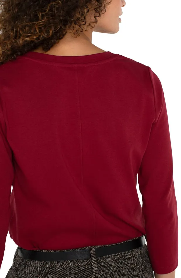 Womens Liverpool Los Angeles Tees 34 SLEEVE SCOOP NECK KNIT TEE Pinot Noir