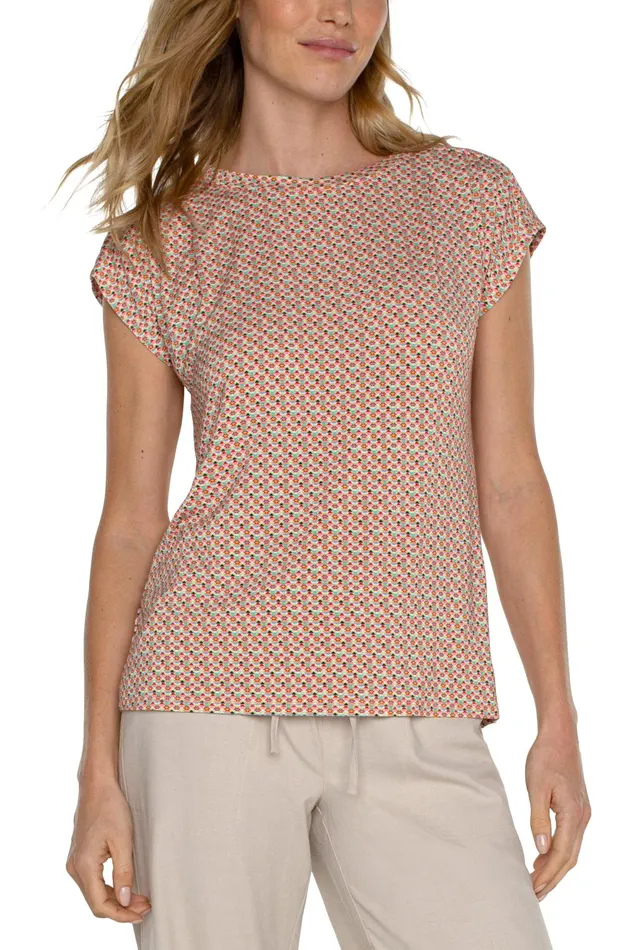 Womens Liverpool Los Angeles Tees DOLMAN KNIT TOP WITH SHOULDER PLEATS Multi Geo Womens Liverpool Los Angeles Tees DOLMAN KNIT TOP WITH SHOULDER PLEATS Multi Geo