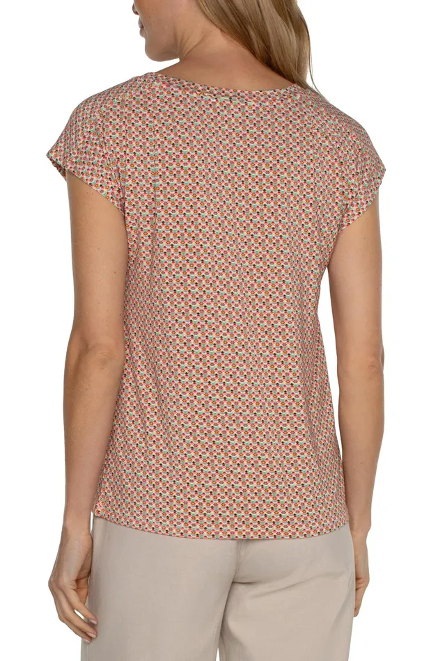 Womens Liverpool Los Angeles Tees DOLMAN KNIT TOP WITH SHOULDER PLEATS Multi Geo