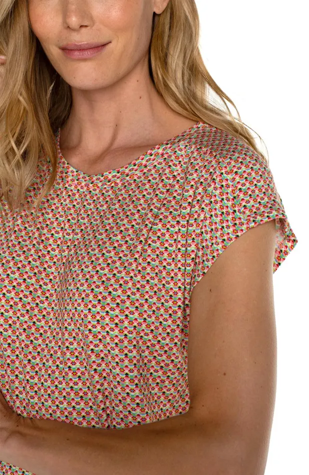 Womens Liverpool Los Angeles Tees DOLMAN KNIT TOP WITH SHOULDER PLEATS Multi Geo