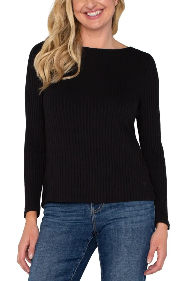 Womens Liverpool Los Angeles Tees LONG SLEEVE BOAT NECK KNIT TOP Black