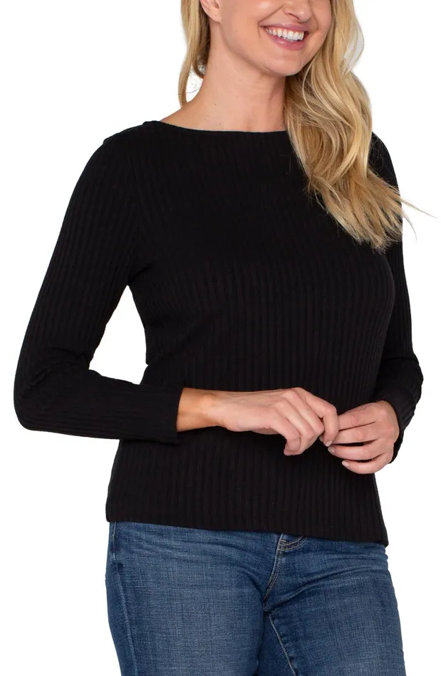 Womens Liverpool Los Angeles Tees LONG SLEEVE BOAT NECK KNIT TOP Black