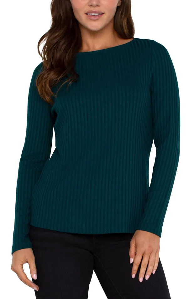Womens Liverpool Los Angeles Tees LONG SLEEVE BOAT NECK KNIT TOP Dark Forest