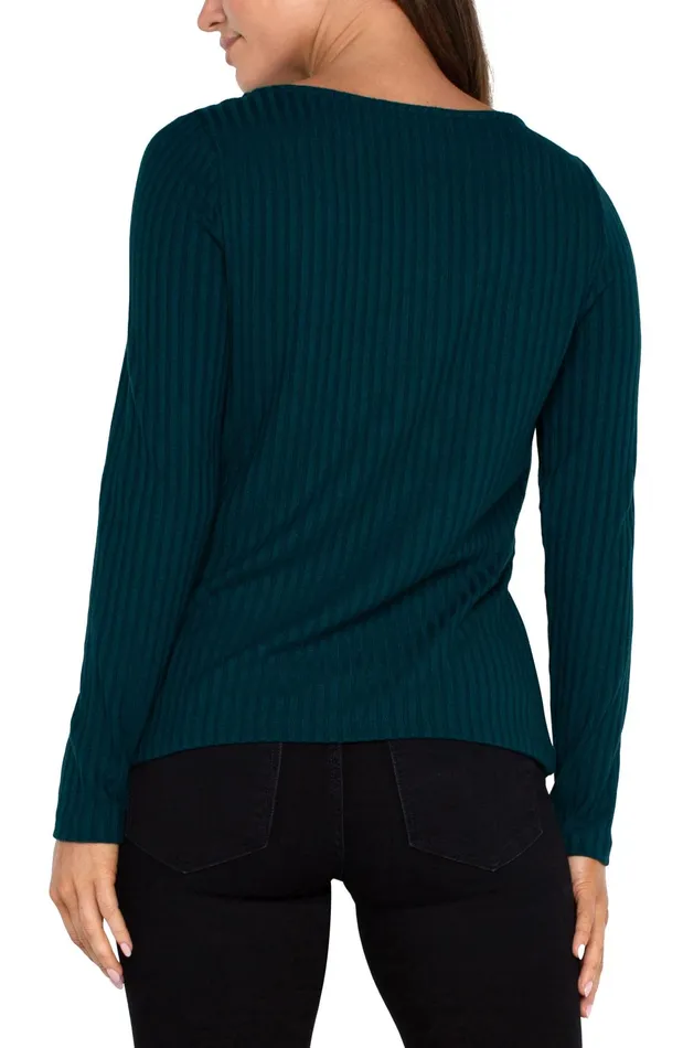 Womens Liverpool Los Angeles Tees LONG SLEEVE BOAT NECK KNIT TOP Dark Forest