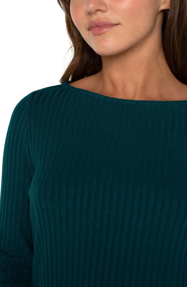 Womens Liverpool Los Angeles Tees LONG SLEEVE BOAT NECK KNIT TOP Dark Forest