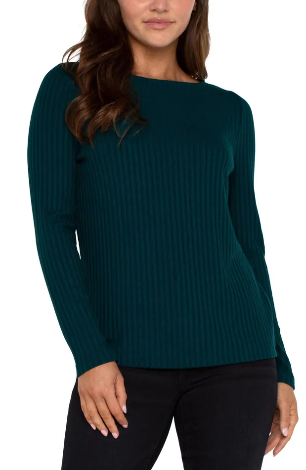 Womens Liverpool Los Angeles Tees LONG SLEEVE BOAT NECK KNIT TOP Dark Forest