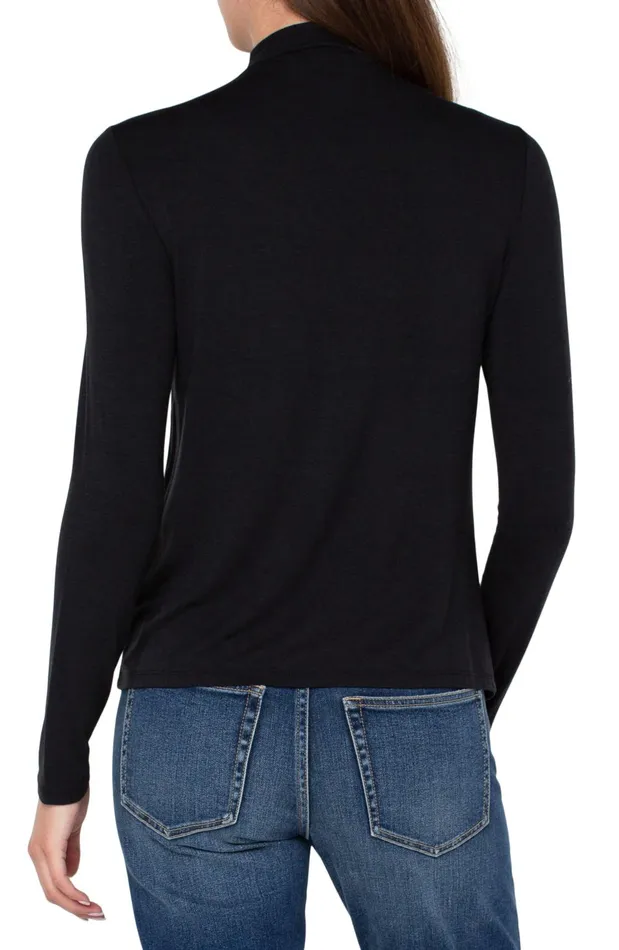 Womens Liverpool Los Angeles Tees MOCK NECK LONG SLEEVE KNIT TOP Black