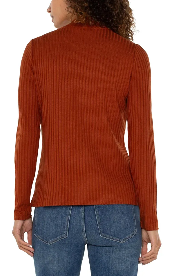 Womens Liverpool Los Angeles Tees MOCK NECK LONG SLEEVE KNIT TOP Cedar