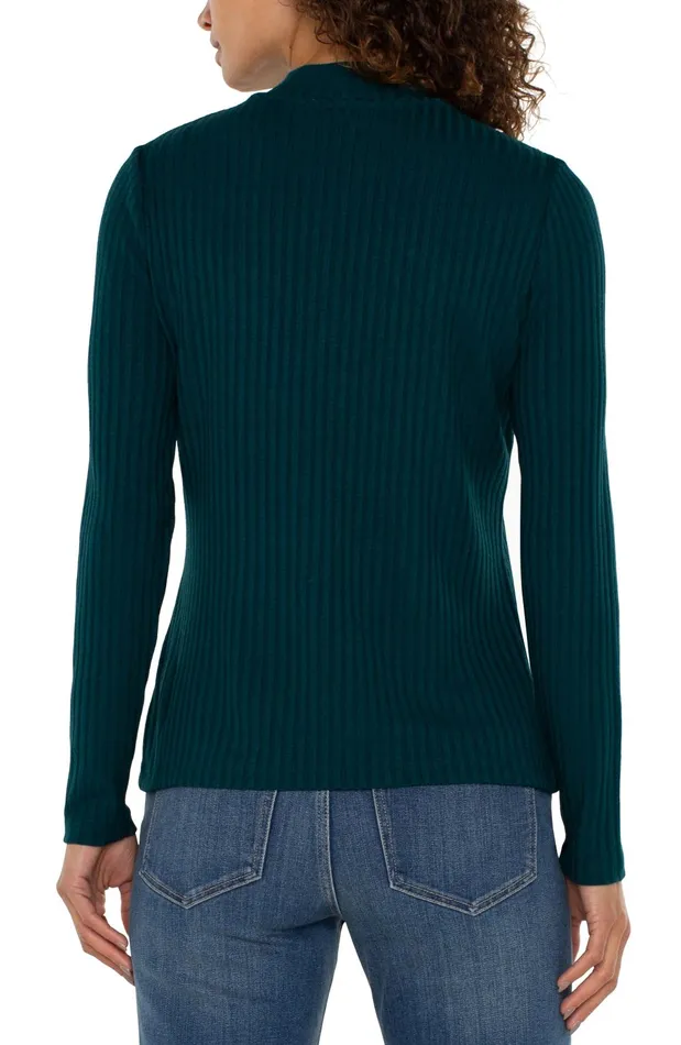 Womens Liverpool Los Angeles Tees MOCK NECK LONG SLEEVE KNIT TOP Dark Forest