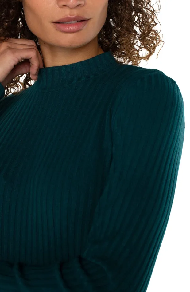 Womens Liverpool Los Angeles Tees MOCK NECK LONG SLEEVE KNIT TOP Dark Forest