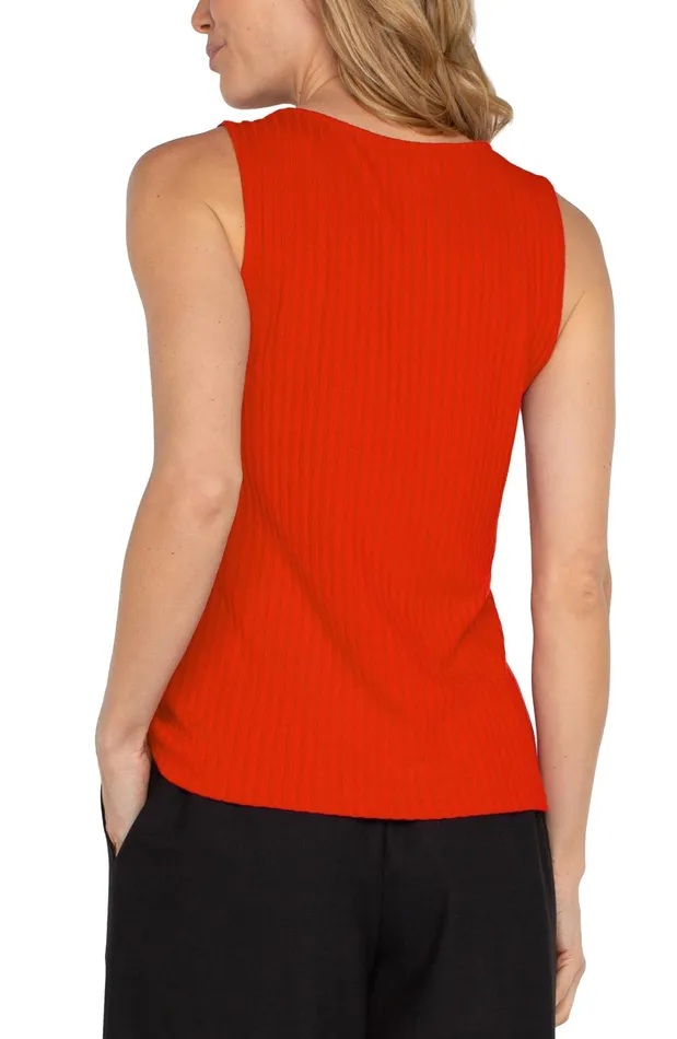 Womens Liverpool Los Angeles Tees SLEEVELESS BOAT NECK RIB KNIT TOP Burnt Orange