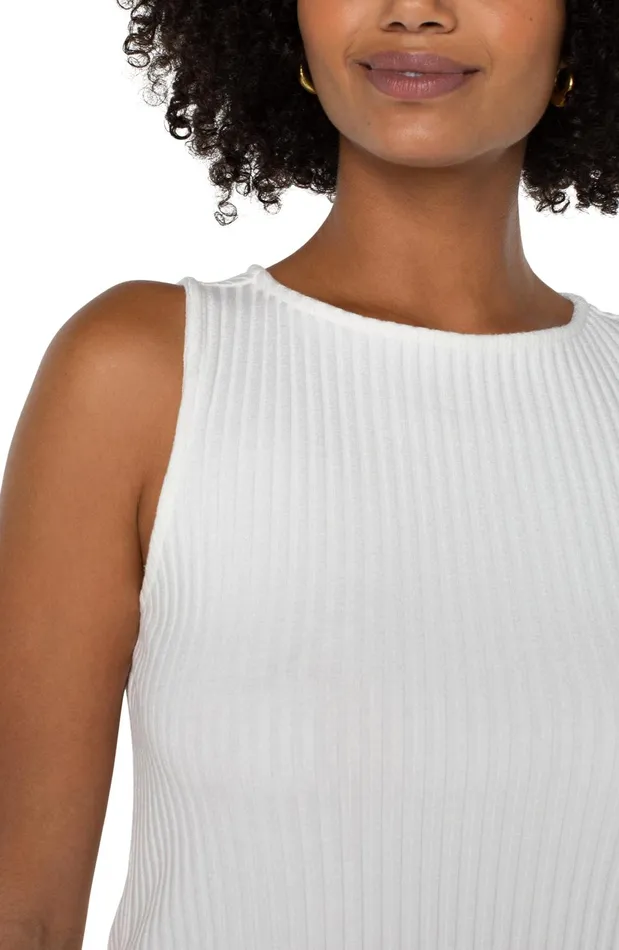 Womens Liverpool Los Angeles Tees SLEEVELESS BOAT NECK RIB KNIT TOP Snow