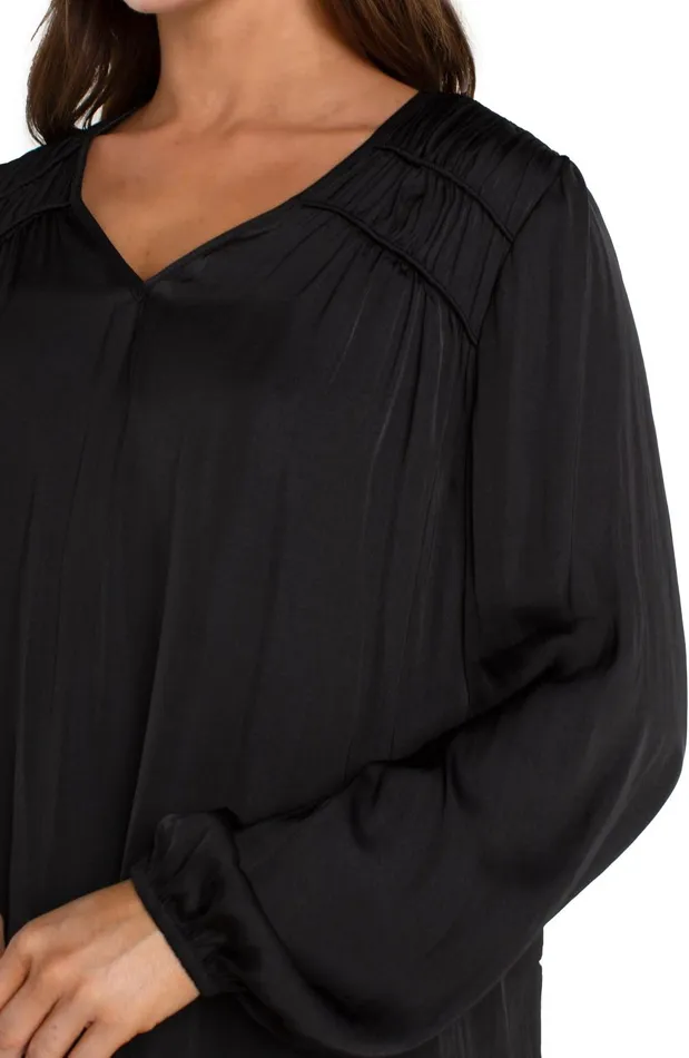 Womens Liverpool Los Angeles Tops LONG SLEEVE VNECK WOVEN BLOUSE Black