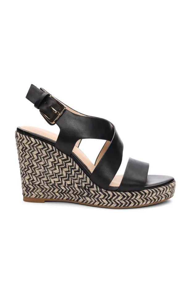 Womens Liverpool Los Angeles Wedges and Espadrilles HILLS ANKLE STRAP PLATFORM WEDGE Black