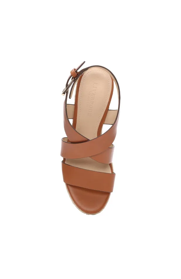 Womens Liverpool Los Angeles Wedges and Espadrilles HILLS ANKLE STRAP PLATFORM WEDGE Luggage