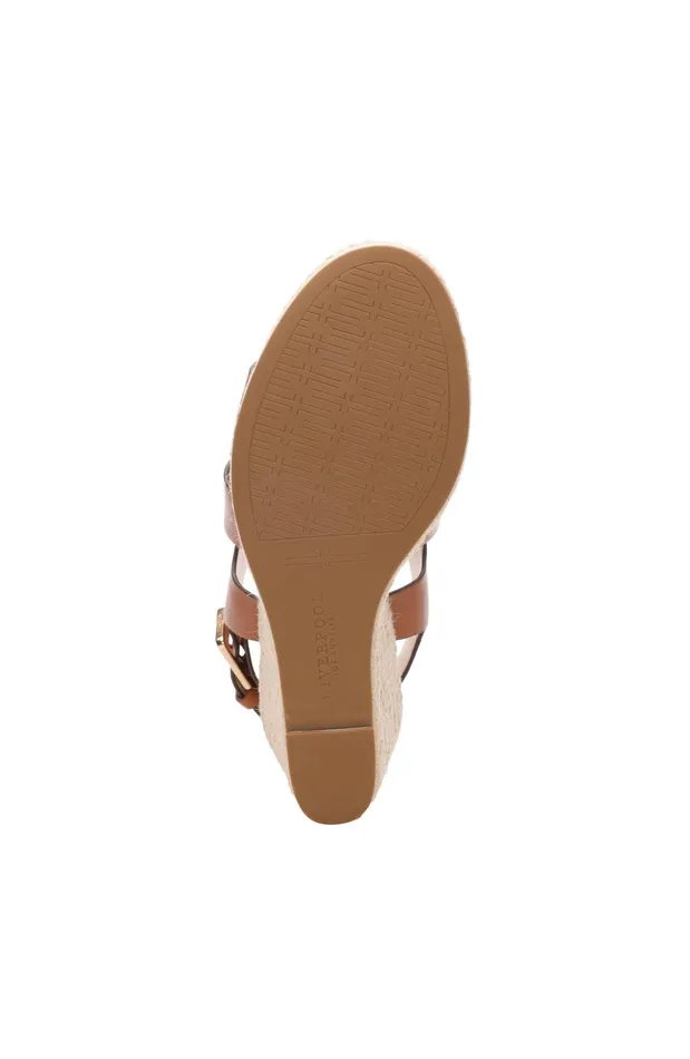 Womens Liverpool Los Angeles Wedges and Espadrilles HILLS ANKLE STRAP PLATFORM WEDGE Luggage