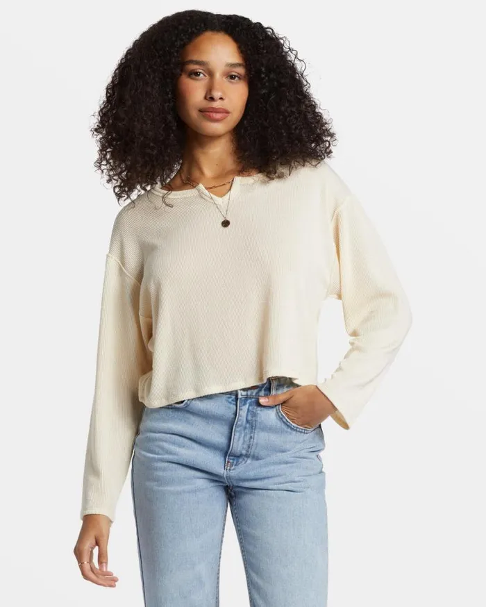 Womens Mai Tai Knit Top White Cap Billabong Tops