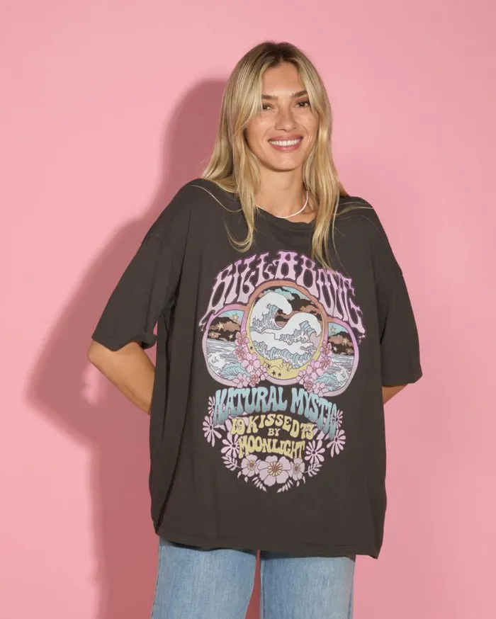 Womens Natural Mystic TShirt Off Black Billabong Tops